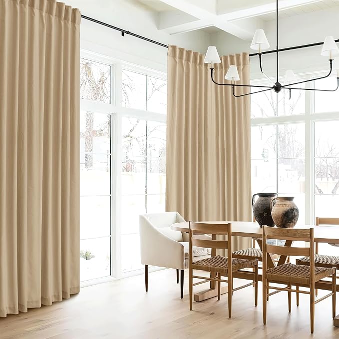 RYB HOME Camel Linen Sheer Curtains 95 inches Length, Aesthetic Light Filtering - Image 7
