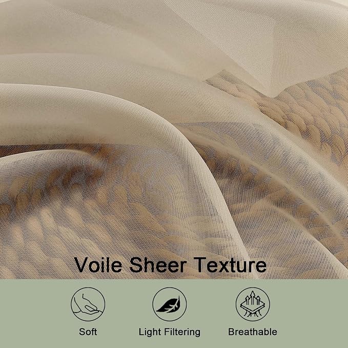 OWENIE Taupe Sheer Curtains 120 Inches Long 2 Panels Set, Airy Lightweight - Image 5