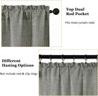OWENIE Dark Grey Valances for Windows 1 Pcs, Light Filtering Textured Farmhouse - Image 4