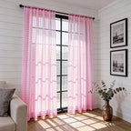 SpaceDresser Check Sheer Curtains 54 Inches 2 Panels Set, Rod Pocket Plaid - Image 4