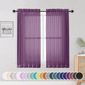 OWENIE Sheer Curtains 54 Inch Length 2 Panels Set, Plam Clear Sheer Short by OWENIE