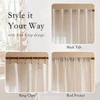 MYSKY HOME Boho Farmhouse White Long Curtains - Image 3