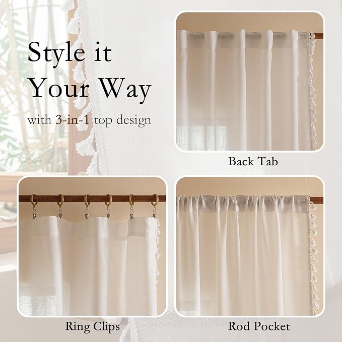 MYSKY HOME 84 inches Length White Curtains - Image 3