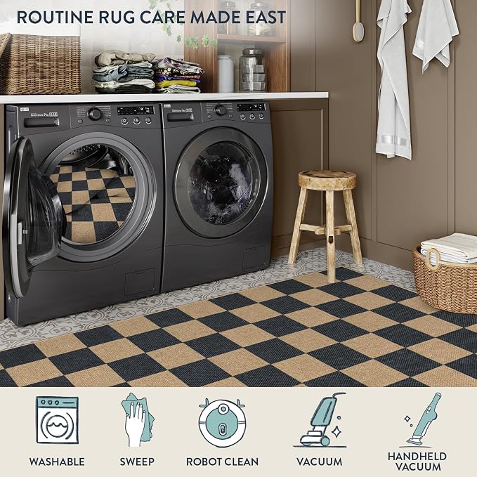 Lahome Colette Checkered Easy Jute Rug, 9x12 Area Rug - Image 6