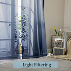 OWENIE Blue Sheer Curtains, Sheer Curtains 84 inch Length 2 Panels Set - Image 3