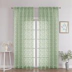 Chyhomenyc Sage Green Sheer Curtains 90 Inch Length 2 Panels Set, Light by Chyhomenyc