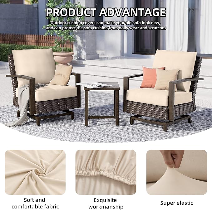 12Pcs Outdoor Cushion Covers, Patio Cushion Covers, Stretch Elastic Slipcovers - Image 3