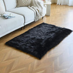 duduta Black Faux Sheepskin Fur Rug 3x5 ft, Fluffy Shag Bedroom Dorm Nursery - Image 5