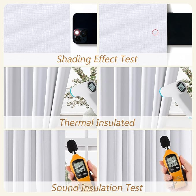 Guken White 100% Blackout Linen Curtains 70 Inch Wide by 96 Inch - Image 5