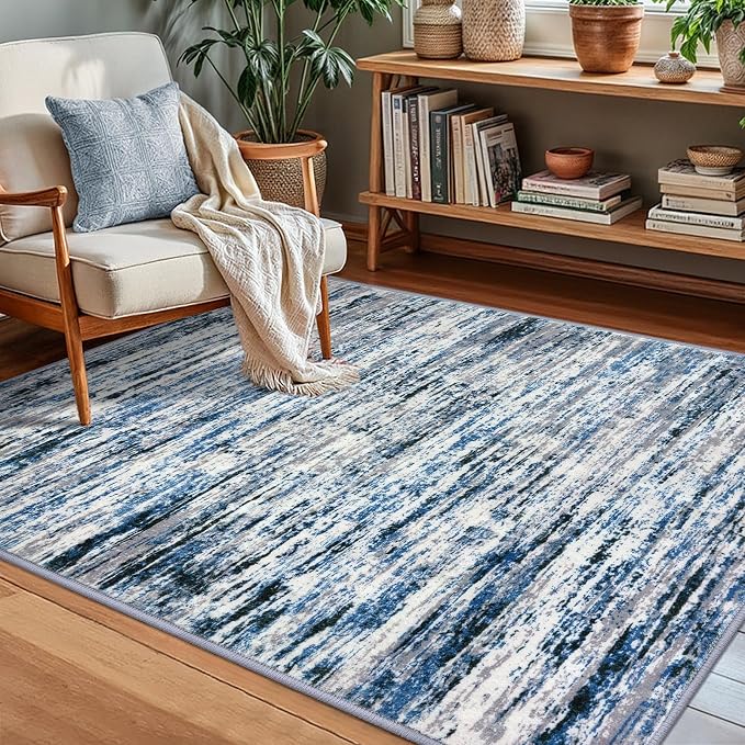 Lansny Modern Abstract Small Area Rug Indoor 3x5 Washable Rug Non-Slip Soft by lansny