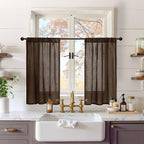 BGment Brown Linen Short Curtains 36 Inch Length by BGment