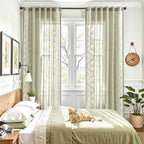 jinchan Belrose Sage Green Floral Sheer Curtains - Image 3