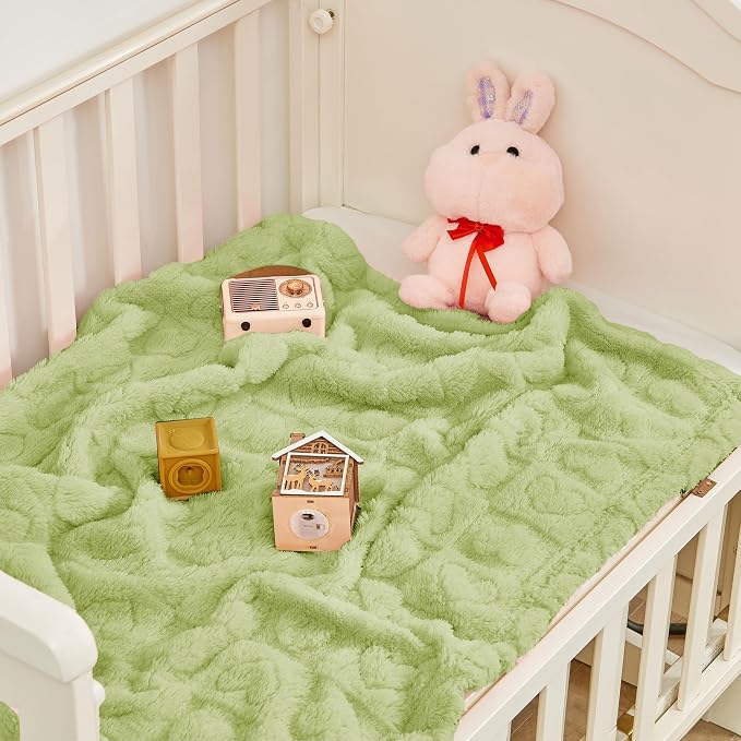 Yurhap Fleece Baby Blanket Heart Checkered Blanket, Ultra Soft Cozy Baby - Image 4