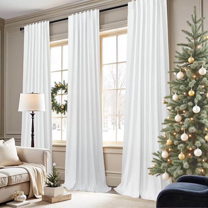 Black Out Curtains 63 Inch Long Small White Blackout Energy Saving Dining Room - Image 3