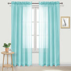 DWCN Aqua Sheer Curtains Semi Transparent Voile Rod Pocket Curtains - Image 2
