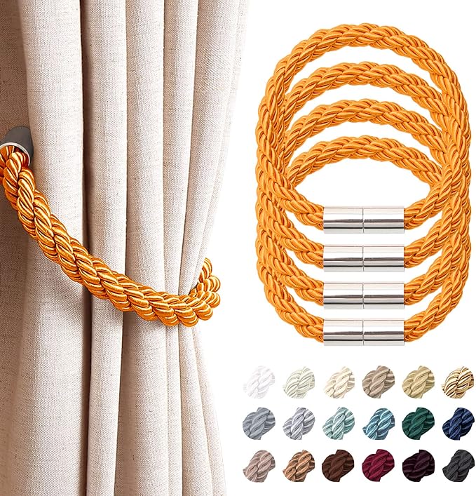 NICEEC 4 Pack Strong Magnetic Curtain Tiebacks Modern Simple Style Drape Tie by NICEEC