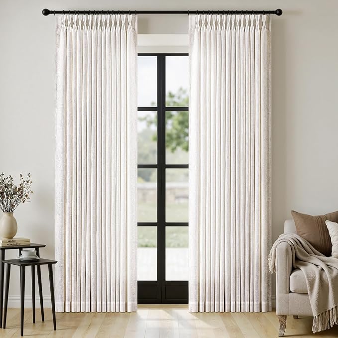MIULEE Pinch Pleated Thick Linen Curtains 92 Inches Long 2 Panels by MIULEE
