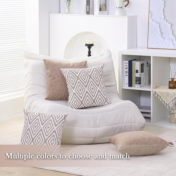 HPUK Decorative Throw Pillow Covers Set of 4 Geometric Design Linen Cushion - Image 6
