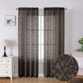 Lecloud Leia Chocolate Brown Sheer Curtains 84 Inches Long 2 Panels, Jacquard by Lecloud