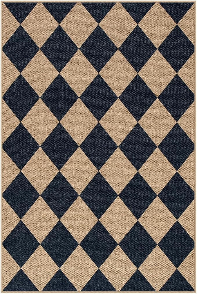 Lahome Colette Checkered Easy Jute Kitchen Rug, 2x3 Front Door Mat Non Slip - Image 7