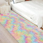 Fluffy Rainbow Rug for Girls Bedroom 3x10 Feet Kawaii Tie Dye Area Rug Colorful - Image 5