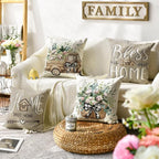 AVOIN colorlife Bless Our Home Sweet Home Farmhouse Eucalyptus Leaves Throw - Image 2