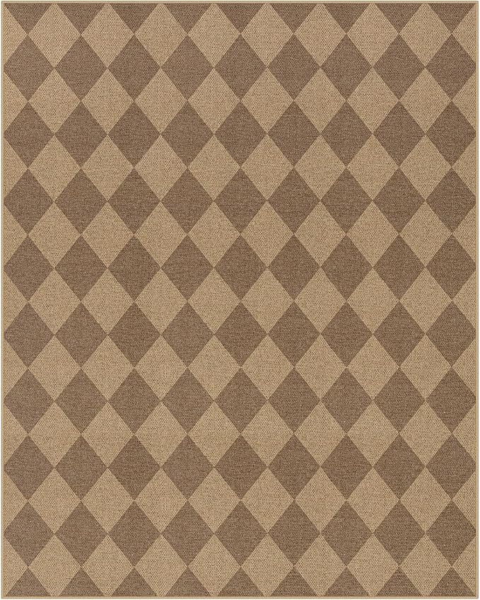 Lahome Colette Checkered Easy Jute Rug 8x10, Washable Rugs - Image 8