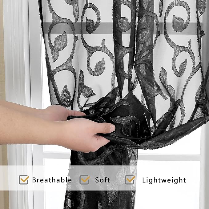 OWENIE Furman Black Sheer Curtains - Image 5