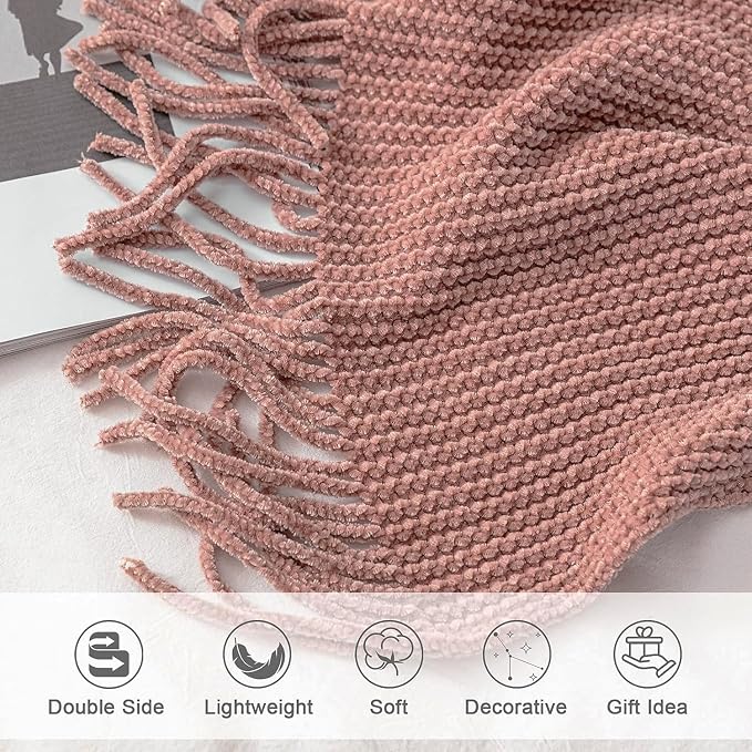 lifein Throw Blanket for Couch, Soft Boho Decor Bed Throw, Cozy Chenille - Image 5