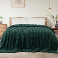 Exclusivo Mezcla Queen Size Flannel Fleece Blanket, Super Soft Striped Jacquard by ExclusivoMezcla