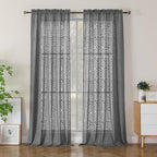 Simplebrand Semi Sheer Charcoal Grey Curtains 90 Inches Long 2 Panels, Light by Simplebrand