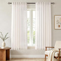 Cream Linen Curtains 63 inch Length 2 Panel Set by Jolilight