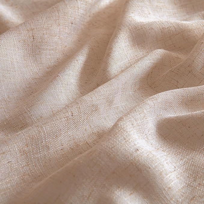 MIULEE Natural Beige Linen Curtains 45 Inch Length 2 Panels - Image 4