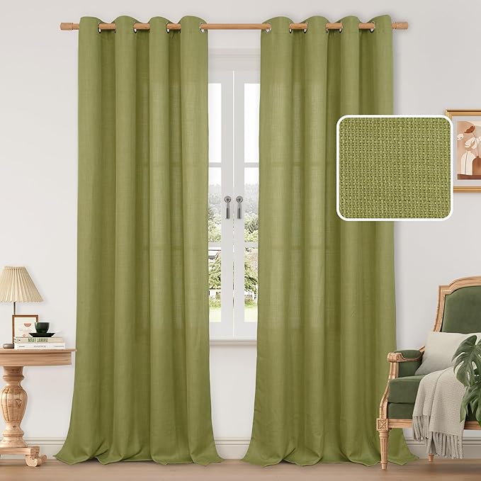 LAMIT Moss Green Linen Curtains by LAMIT