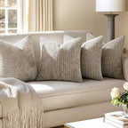 MIULEE Pack of 4 Couch Throw Pillow Covers 20x20 Inch Khaki Soft Decorative - Image 5