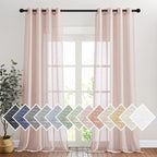 NICETOWN Linen Textured Semi Sheer Bedroom Curtains, Grommet Top Flew to Floor by NICETOWN