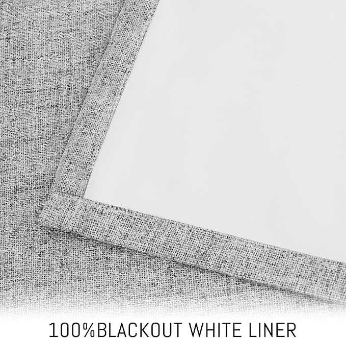 Yakamok Linen Dove Gray Curtains 100% Blackout 84 Inches Long, Room Darkening - Image 3