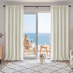 RYB HOME Cream Beige Linen 100% Blackout Curtains by RYBHOME