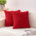 Pack of 2 Christmas Red Corduroy Decorative Throw Pillow Covers 18x18 InchSoft by Unknown