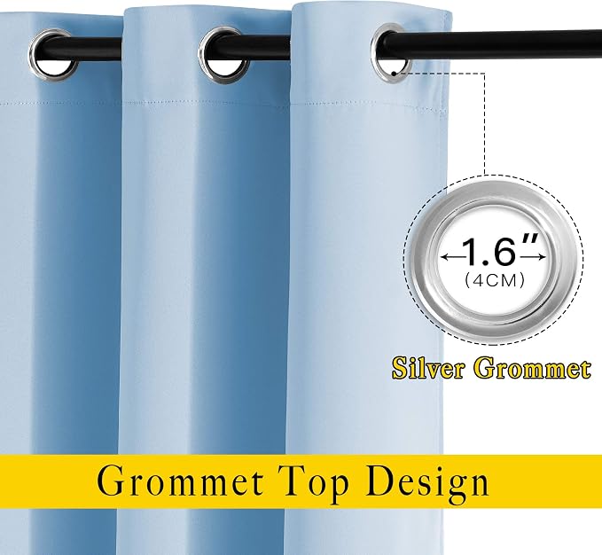 NICETOWN Blue Blackout Curtains 84 inch Length 2 Panels, Grommet Thermal - Image 2