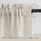 RYB HOME Kitchen Curtains, 30 inches Long Linen Rod Pocket Semi Sheer Cuartins - Image 2