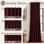 Guken Burgundy 100% Blackout Linen Curtains 84 Inch Length 2 Panels Set - Image 6