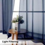 Simplebrand Navy Short Sheer Curtains 45 Inch Length - Image 3