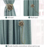 Lewondr Magnetic Curtain Tie, 1 Pair Vintage Resin Flower Curtain Drapery - Image 2