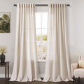 Nanspring Beige Linen Blend Light Filtering Curtains 86 Inches Long 2 Panel Set by Nanspring