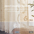 jinchan Belrose Linen Curtains for Bedroom Floral Curtains 63 Inch Length Linen - Image 5