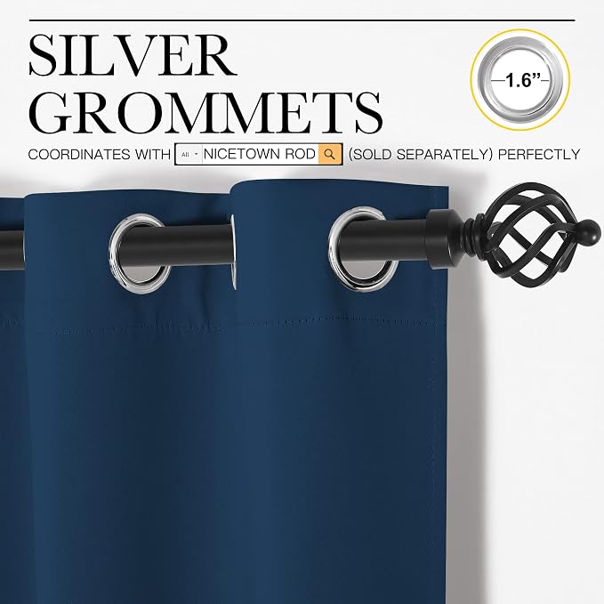 NICETOWN Moroccan Blue Blackout Curtains 102" Long - Image 3