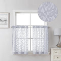 Lecloud Leia Light Grey 2 PCS Sheer Kitchen Curtains 30 Inch Length, Breathable by Lecloud