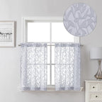 Lecloud Leia Light Grey 2 PCS Sheer Kitchen Curtains 30 Inch Length, Breathable by Lecloud