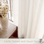Natural Semi Sheer Linen Curtain 90 inch Length 2 Panels Set Back Tab Light - Image 4